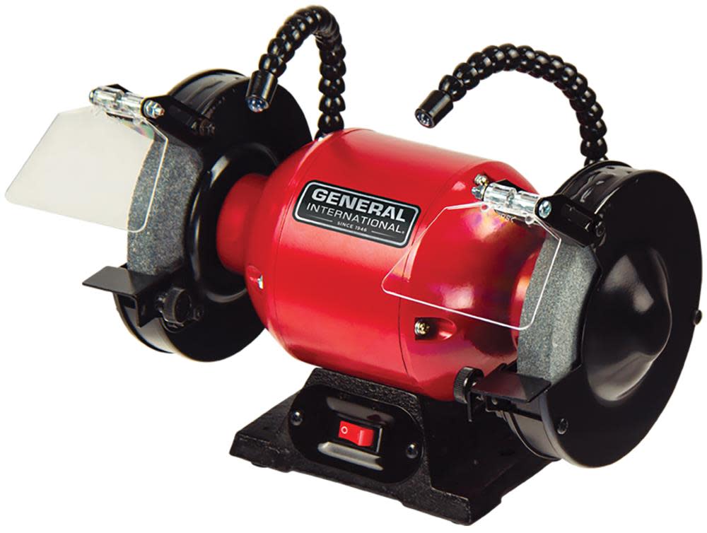 General International Bench Grinder 6″ Twin LED Lights 2 Amp - Ascmtools