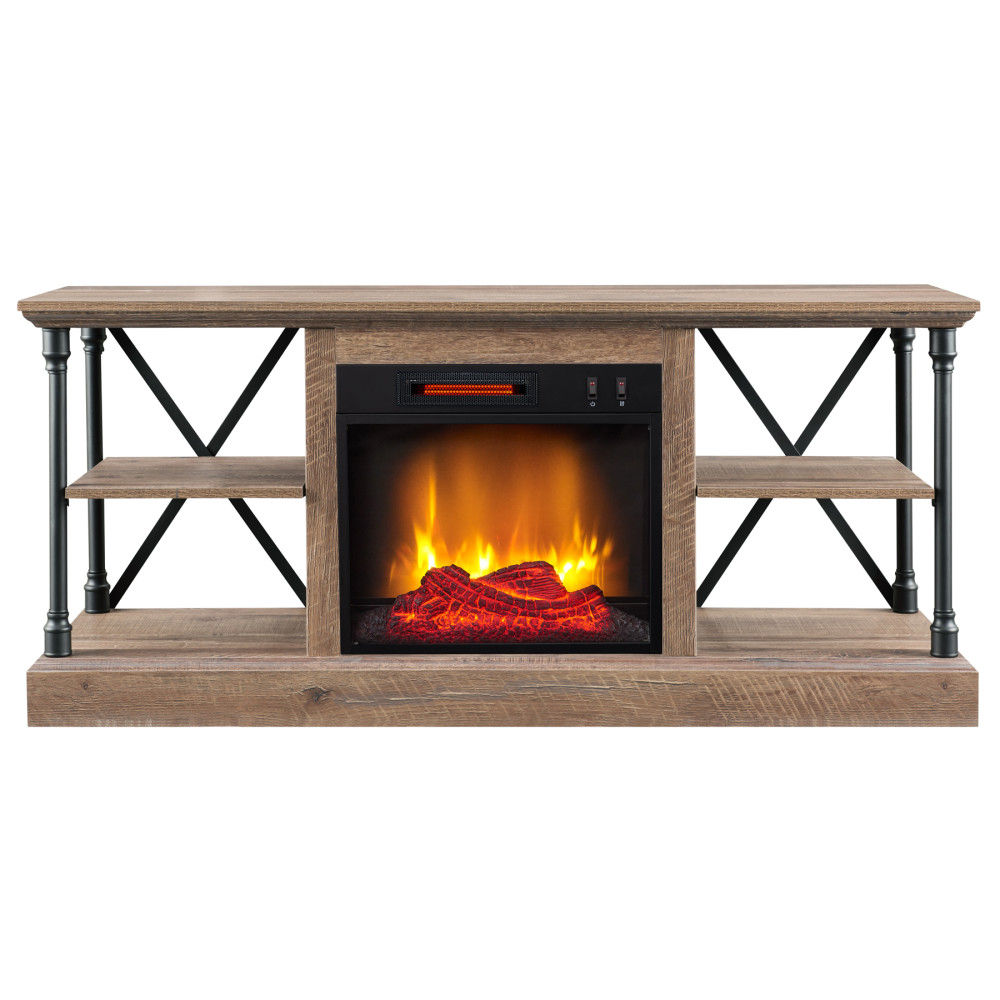Hearthpro Industrial Open Abrasive Grain Coat Architecture Media Electric Fireplace - Ascmtools