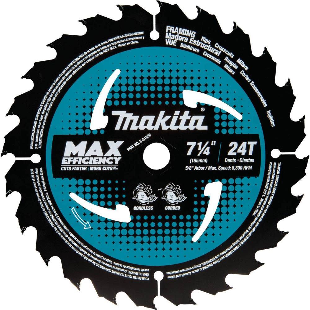 Makita 7-1/4″ 24T CT Max Efficiency Ultra-Thin Kerf Framing Saw Blade - Ascmtools