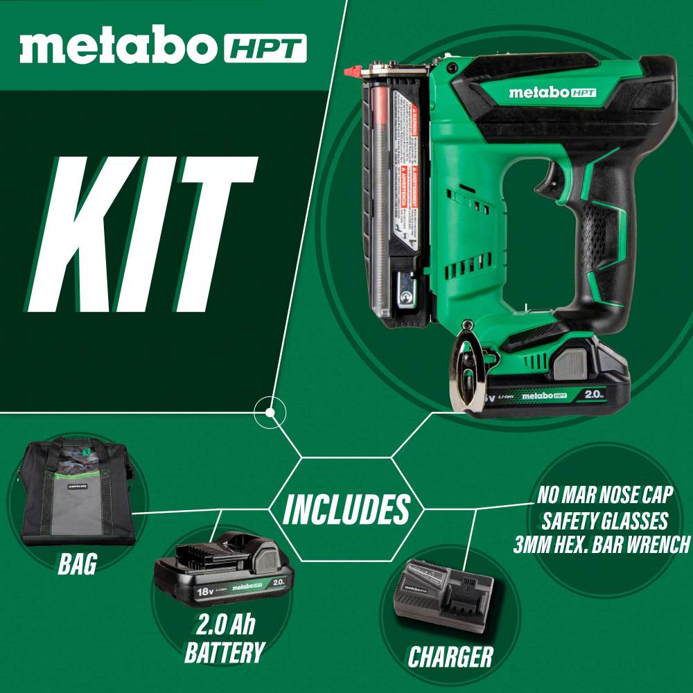 Metabo HPT 18V MultiVolt Compact 23 Gauge Compact Pin Nailer Cordless 2Ah Kit - Ascmtools