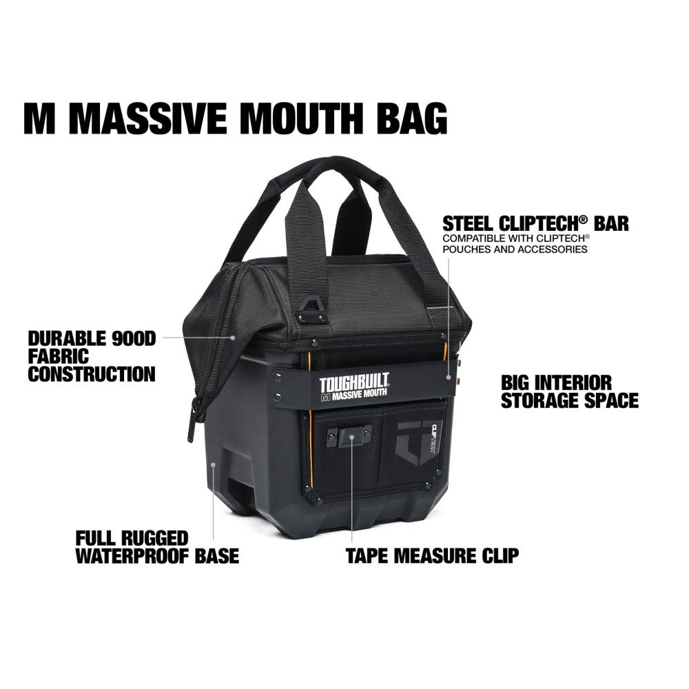 Toughbuilt Medium Massive Mouth Tool Bag - Ascmtools