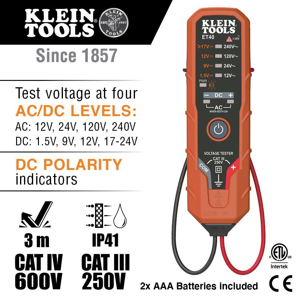 Klein Tools Electronic AC/DC Voltage Tester - Ascmtools
