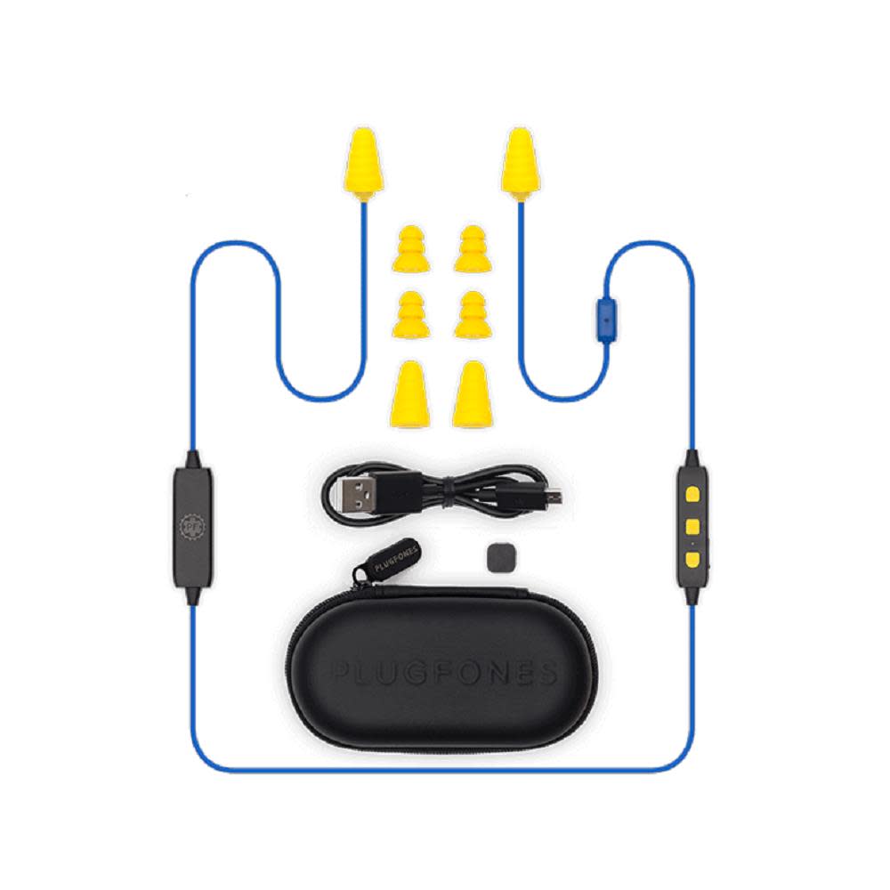 Plugfones Liberate 2.0 Noise Suppressing Wireless Headphones (Blue/Yellow) - Ascmtools