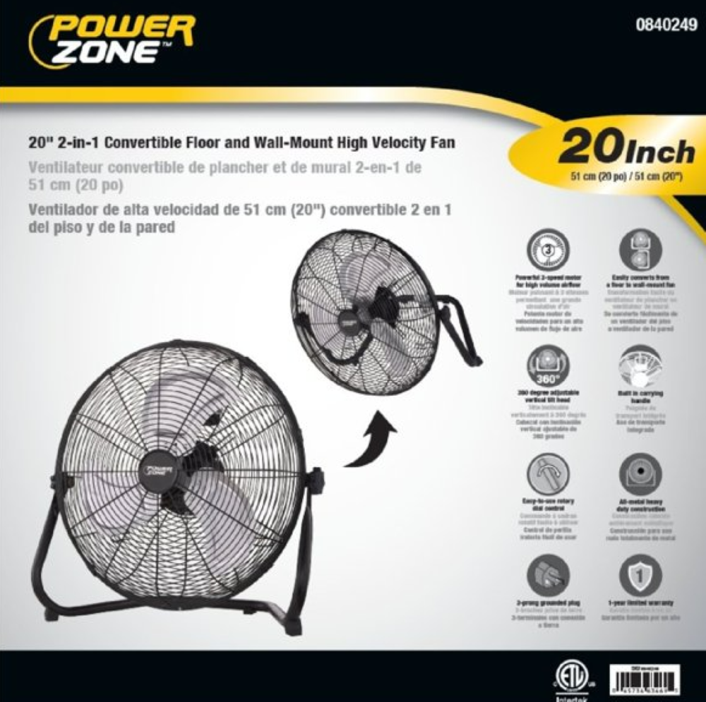 Power Zone 20″ Floor Fan - Ascmtools