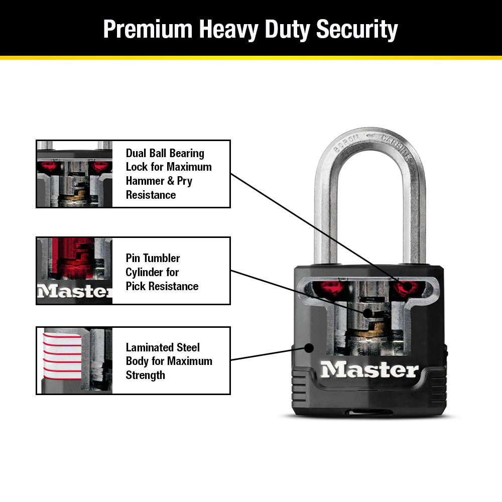 Master Lock Padlock 1 3/4″ Steel Keyed Alike Dual Ball Bearing - Ascmtools