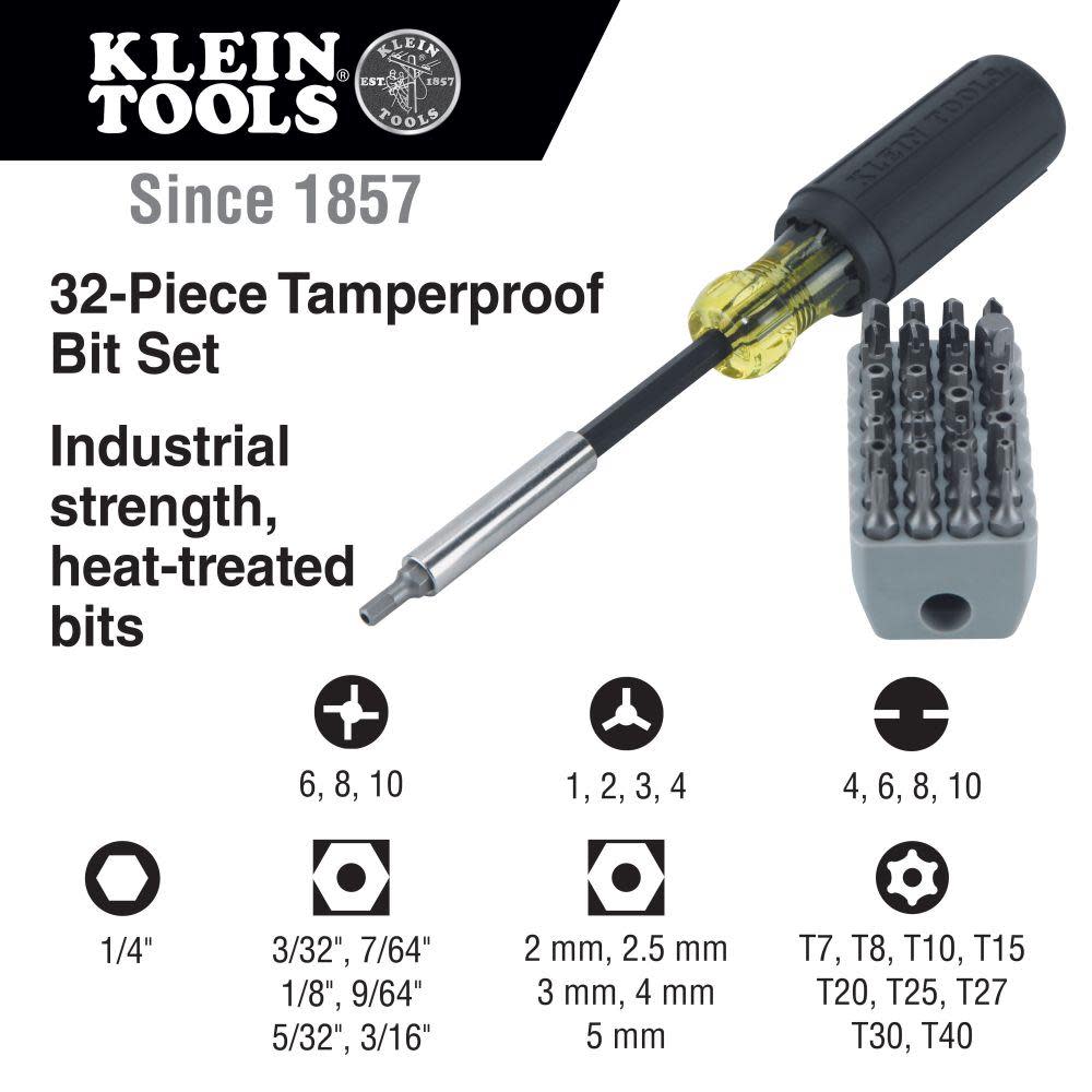 Klein Tools Tamperproof Magnetic Bits 32 Pc - Ascmtools