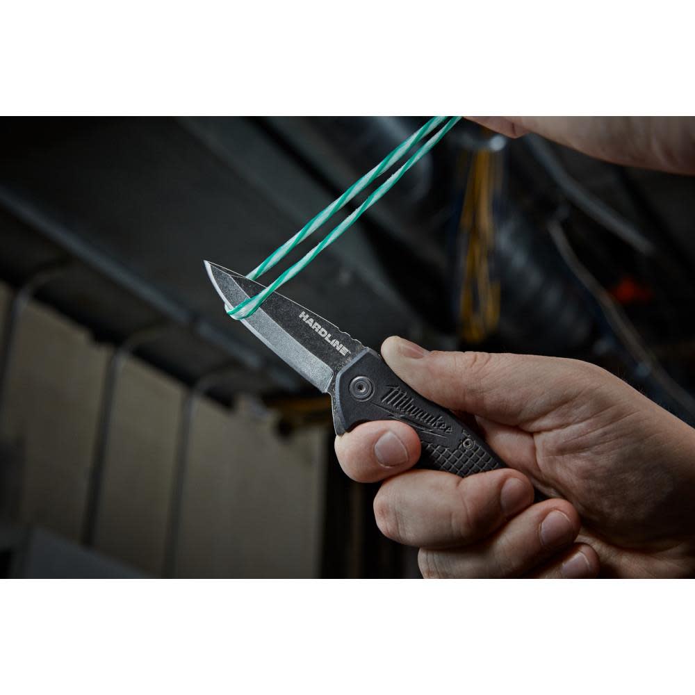 Milwaukee 2.5 in. HARDLINE Smooth Drop Point Blade Pocket Knife - Ascmtools