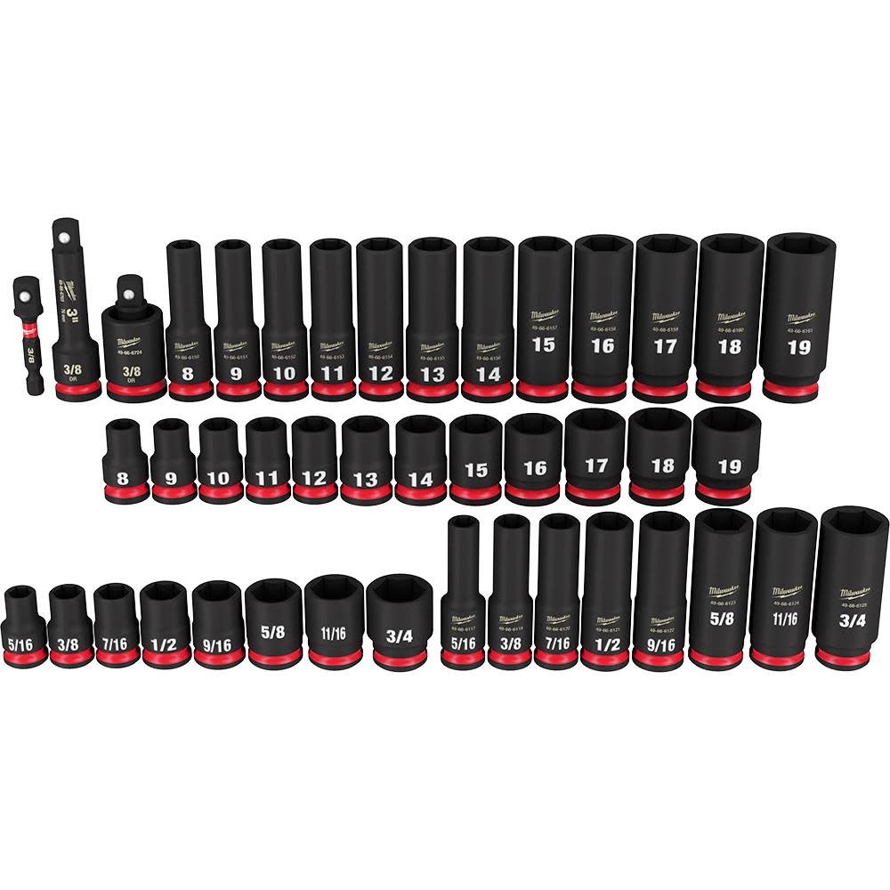 Milwaukee 3/8″ Drive SAE & Metric Deep 6 Point 43pc - Ascmtools