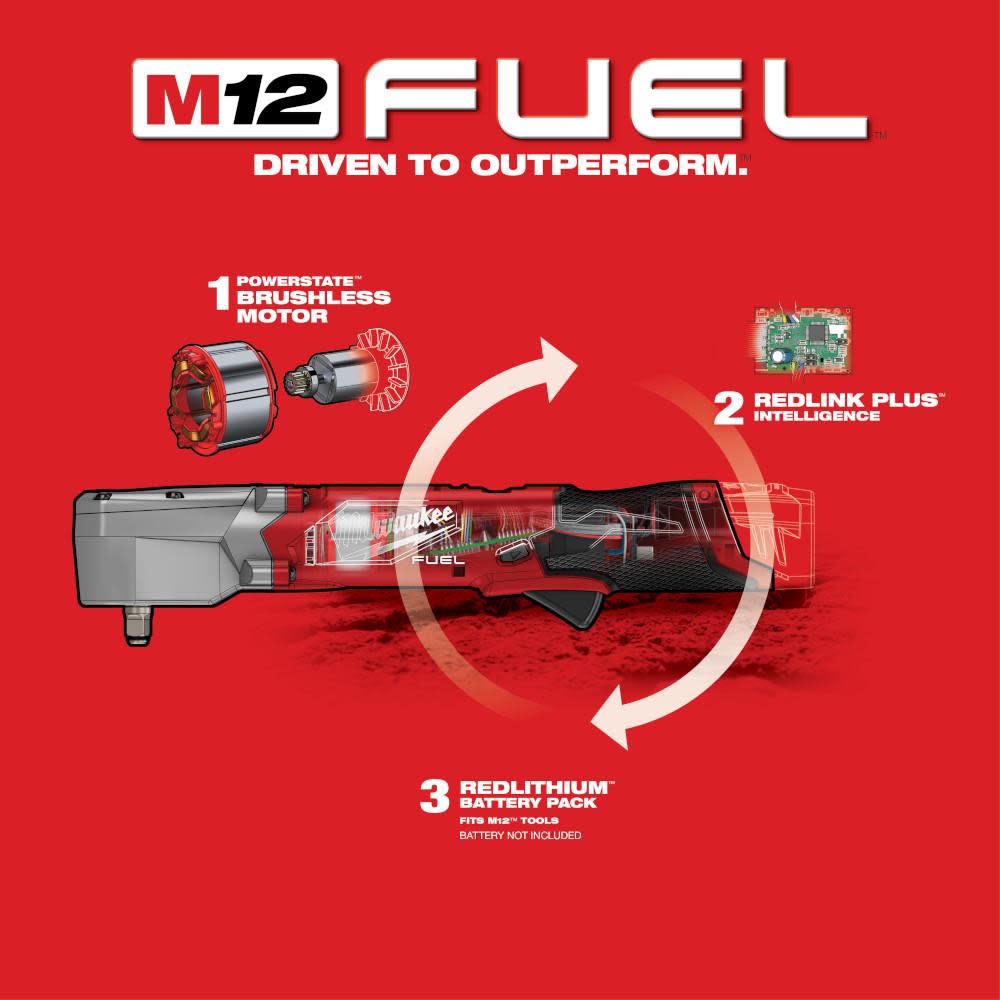 Milwaukee M12 FUEL 3/8″ Right Angle Impact Wrench Bare Tool Reconditioned - Ascmtools