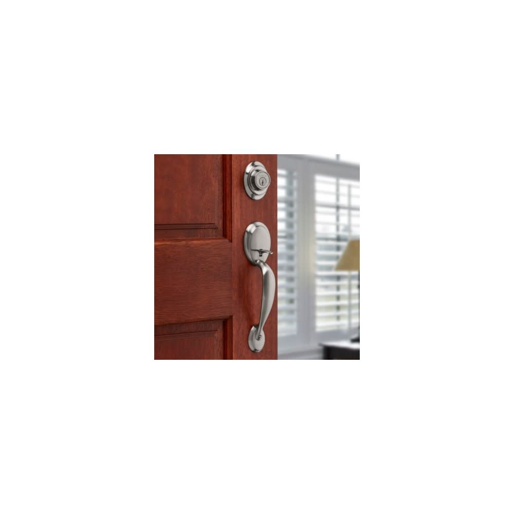 Kwikset Satin Nickel Dakota Single Cylinder Handleset with Polo Knob - Ascmtools