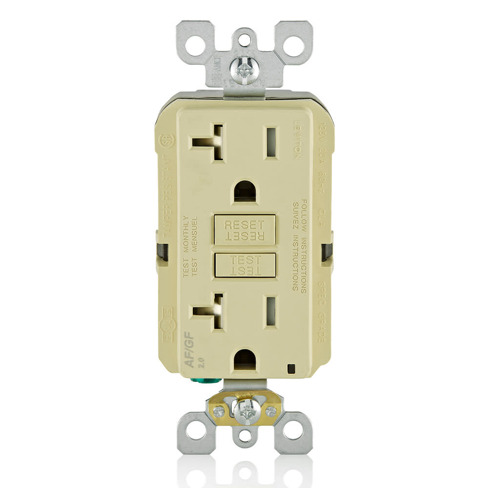 Leviton SmartlockPro Outlet 20A 125V Ivory AFCI/GFCI 2 Function Outlet - Ascmtools