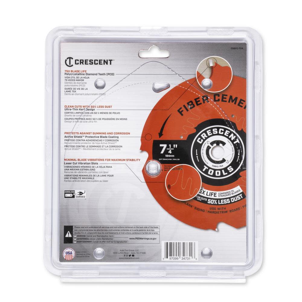 Crescent Circular Saw Blade 7 1/4″ x 4 Tooth Fiber Cement - Ascmtools