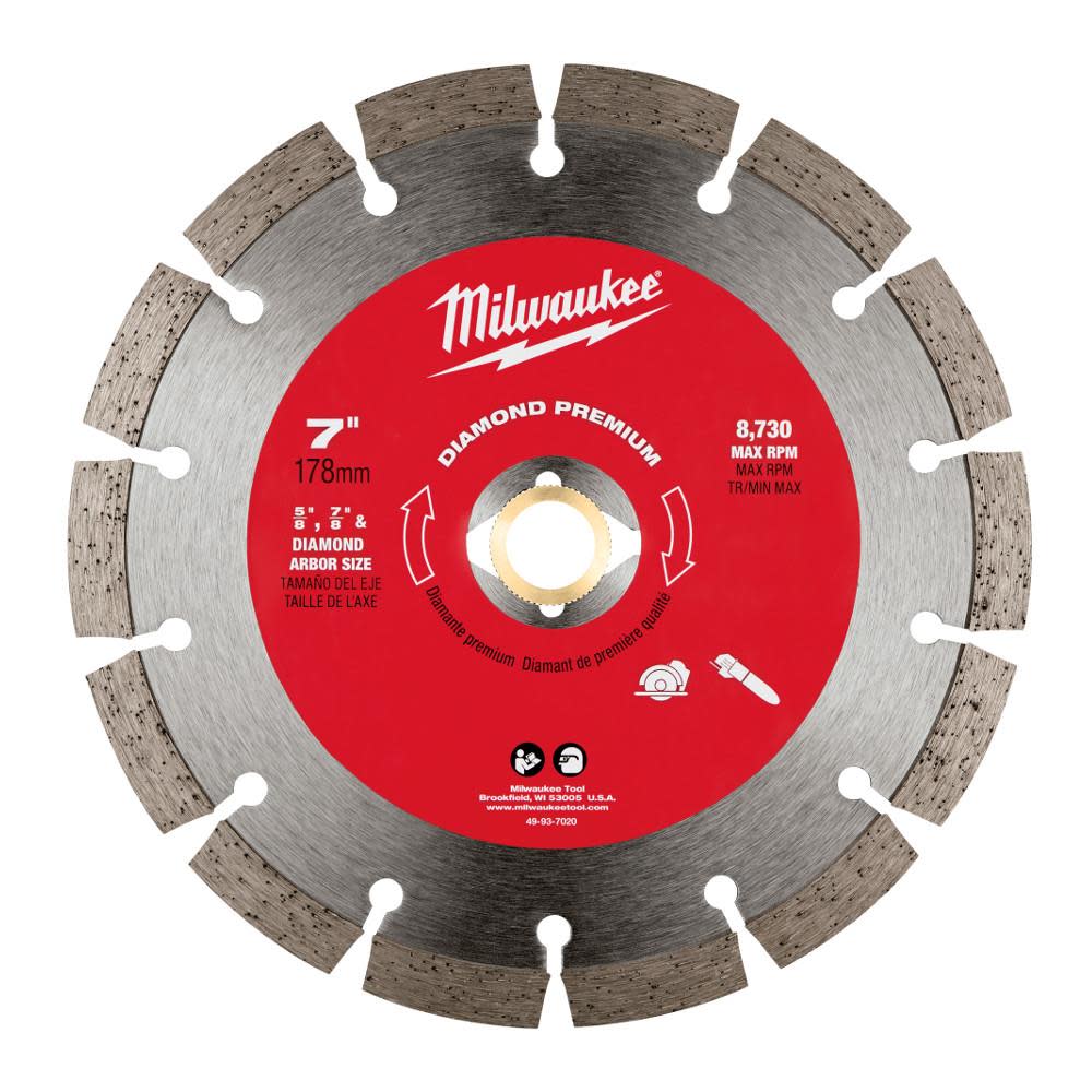 Milwaukee 7 in. Diamond Premium Segmented - Ascmtools