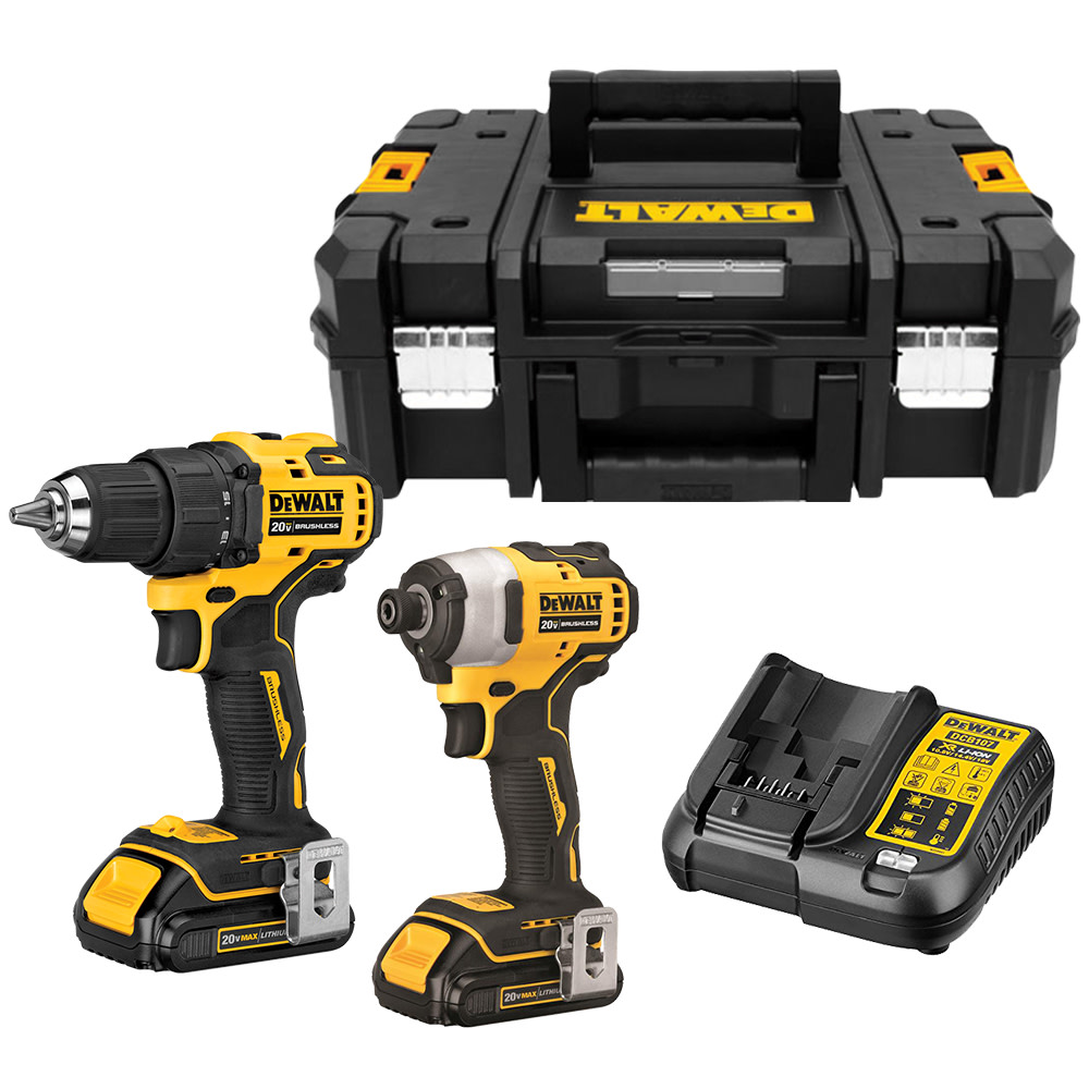 DEWALT 20V MAX Atomic Compact 2 Tool Combo TSTAK II Tote Bundle Kit - Ascmtools