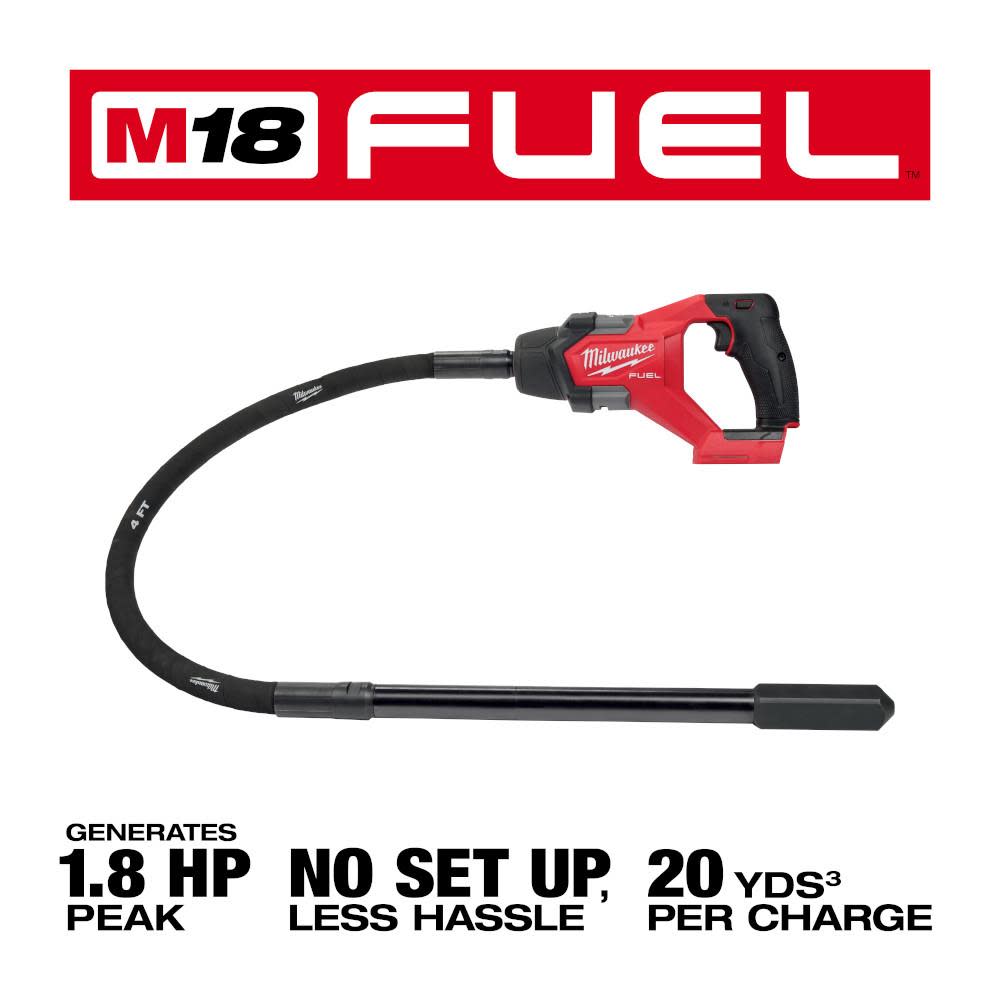 Milwaukee M18 FUEL 4′ Concrete Pencil Vibrator Bare Tool - Ascmtools