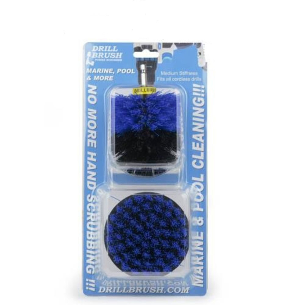 Drill Brush Pool & Marine Cleaning Kit Medium Stiff Nylon Bristles 2pc - Ascmtools
