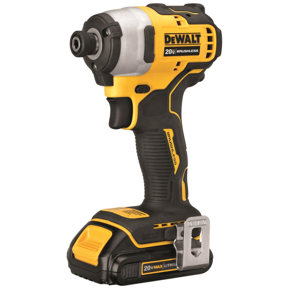 DEWALT 20V MAX* Brushless Atomic Compact 1/4in Impact Driver Kit (2 Batteries) - Ascmtools