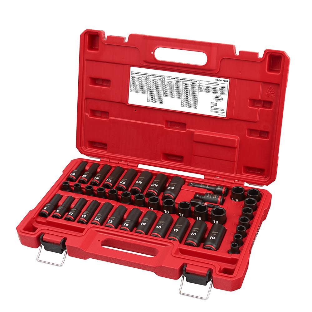Milwaukee 3/8″ Drive SAE & Metric Deep 6 Point 43pc - Ascmtools