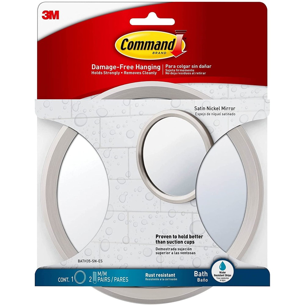 3M Command Bath Satin Nickel Metal Mirror - Ascmtools
