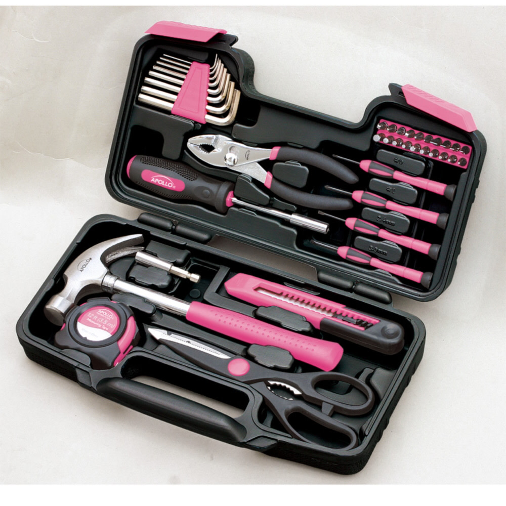 Apollo Precision Tools 39 Piece General Tool Set – Pink - Ascmtools