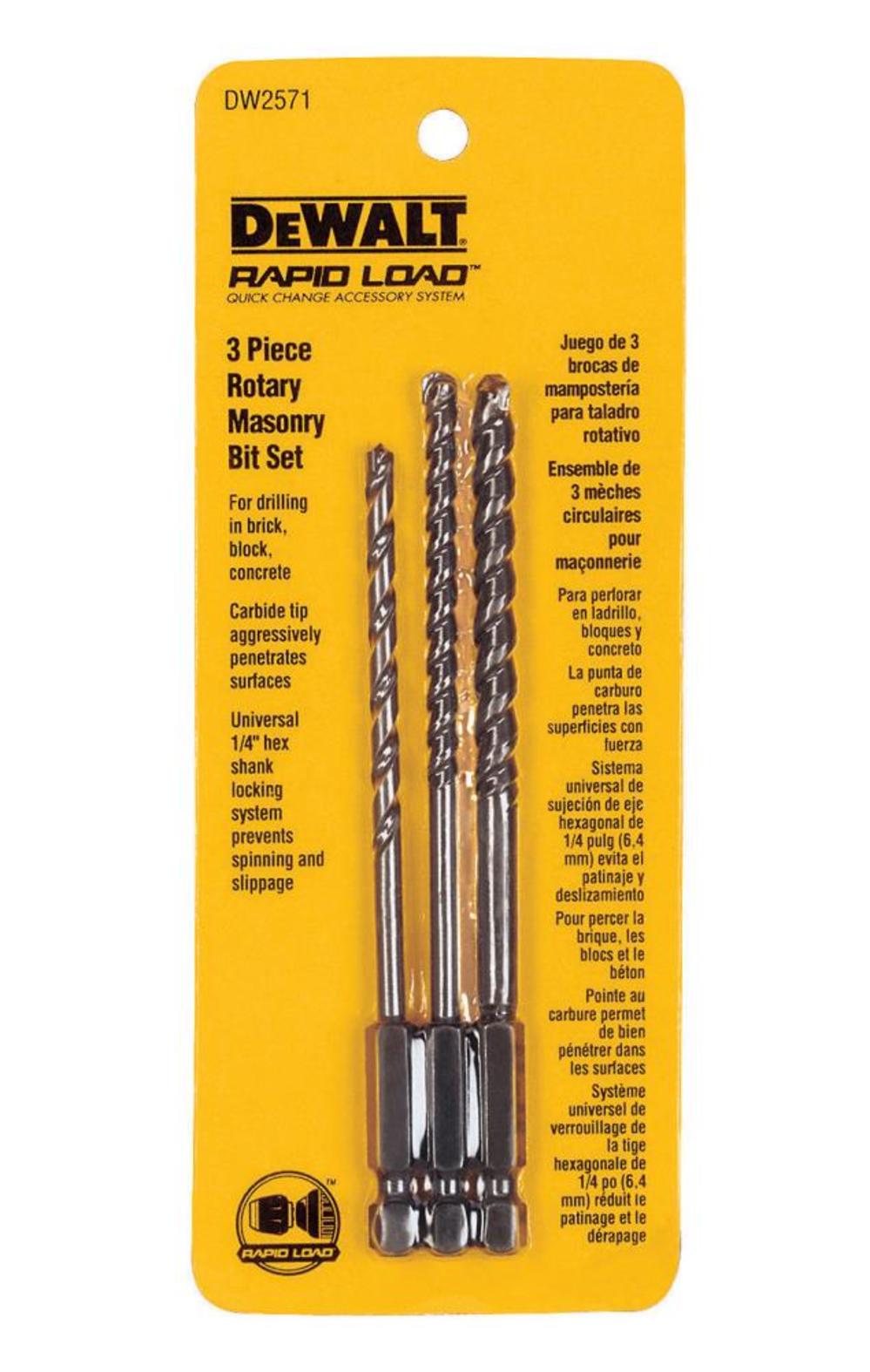 DEWALT 3 Piece Masonry Bit Set - Ascmtools