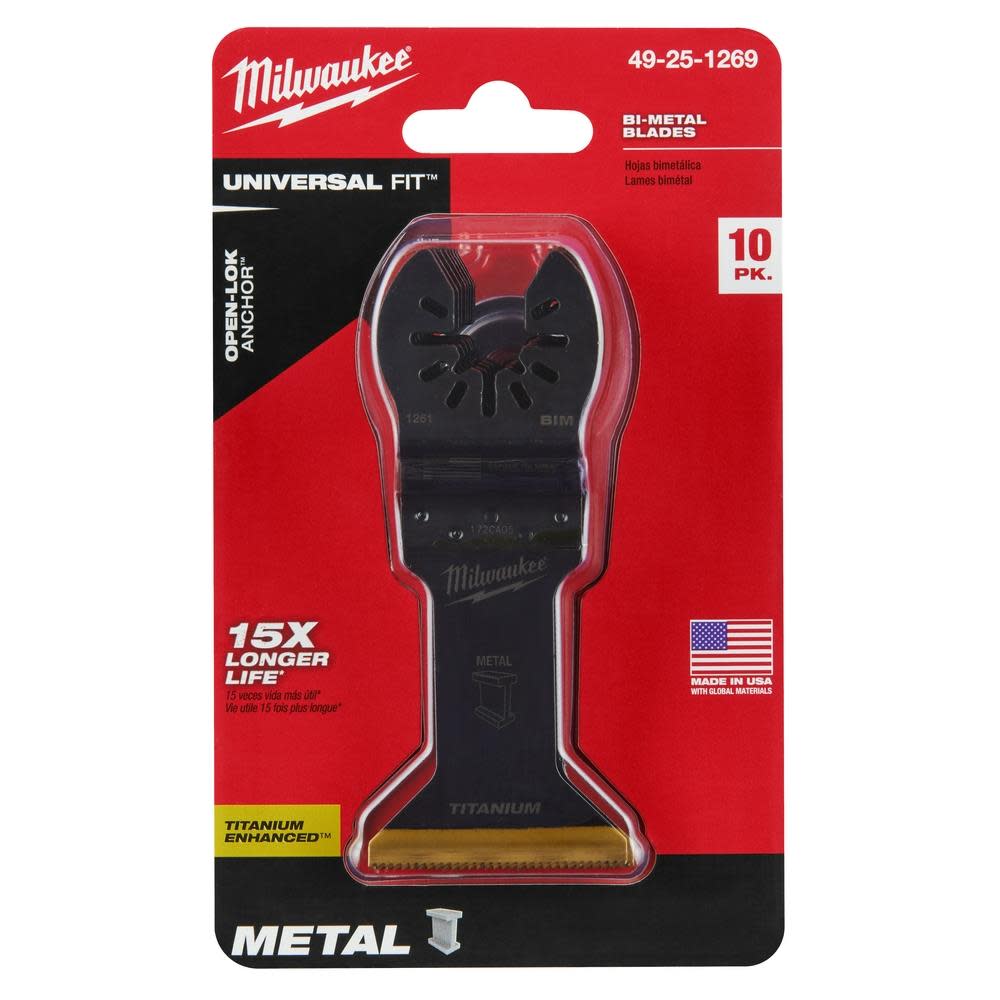 Milwaukee OPEN-LOK 1-3/4″ TITANIUM ENHANCED BI-METAL METAL BLADES 10PK - Ascmtools
