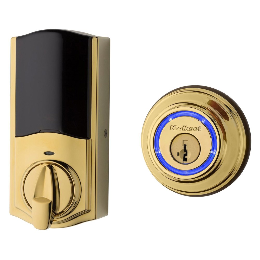 Kwikset Polished Brass 2nd Gen Bluetooth Smart Lock Electronic Deadbolt - Ascmtools