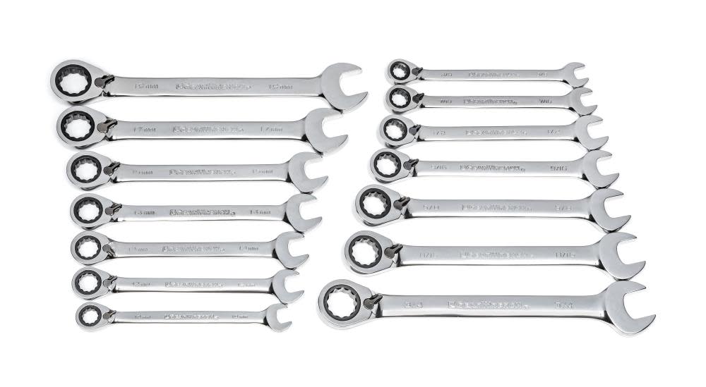 GEARWRENCH Ratcheting Combination SAE/Metric Wrench Set 14pc - Ascmtools