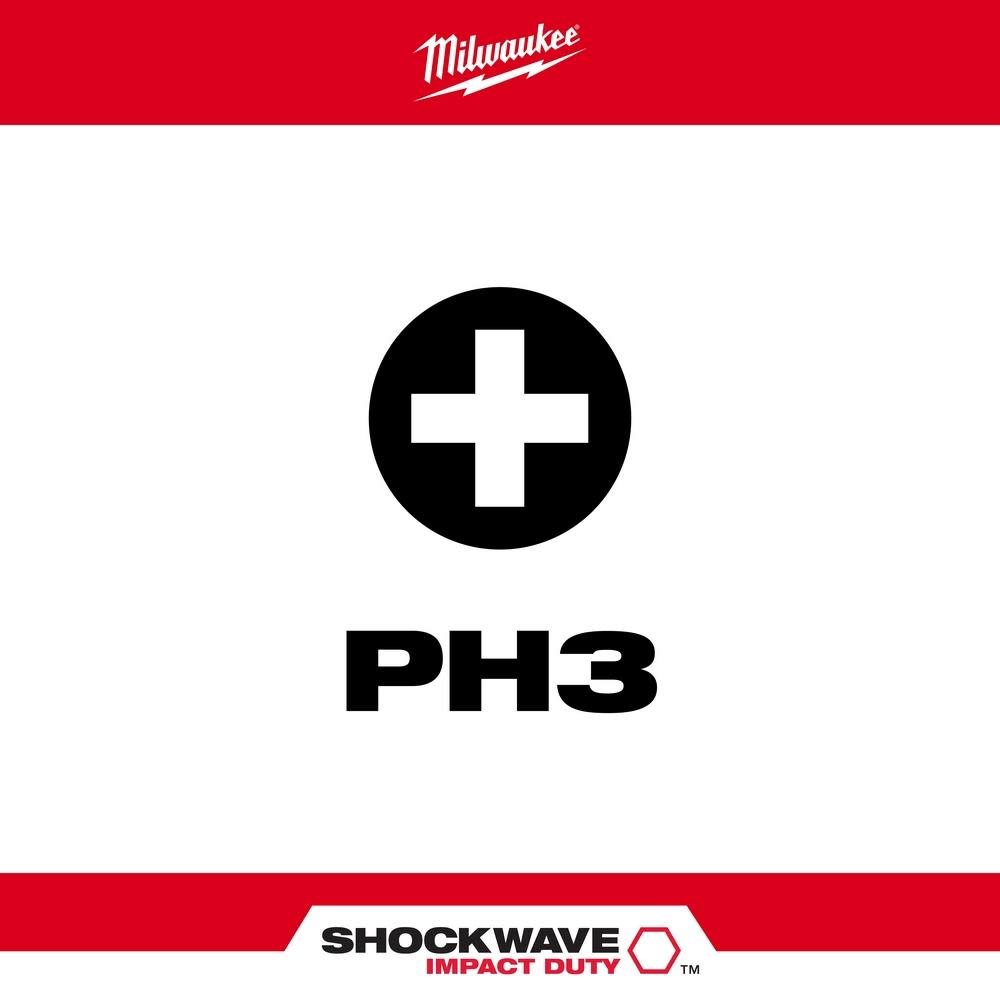 Milwaukee SHOCKWAVE 3.5 in. PH3 Impact Driver Bits 5PK - Ascmtools