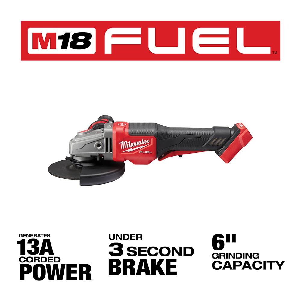 Milwaukee M18 FUEL 4-1/2 in.-6 in. No Lock Braking Grinder with Paddle Switch - Ascmtools