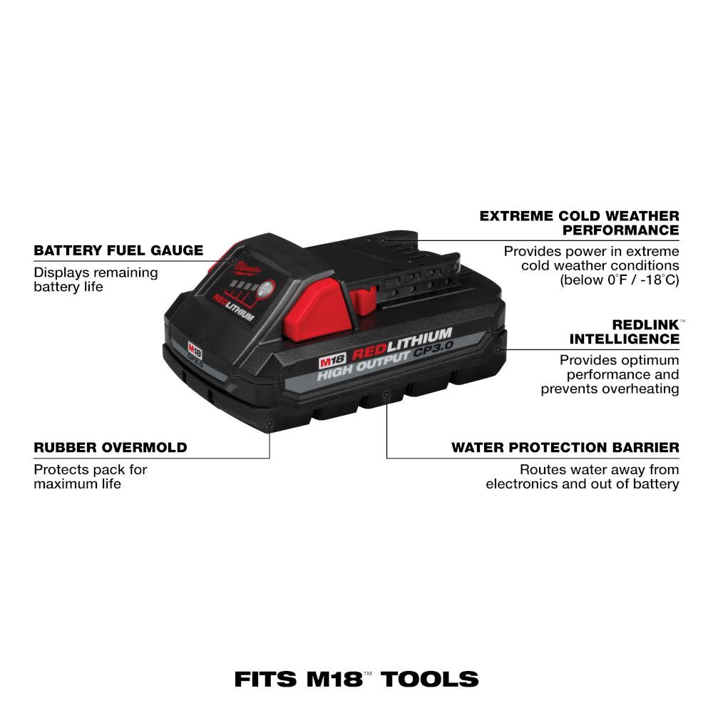 Milwaukee M18 REDLITHIUM HIGH OUTPUT CP3.0 Battery 2 Pack - Ascmtools