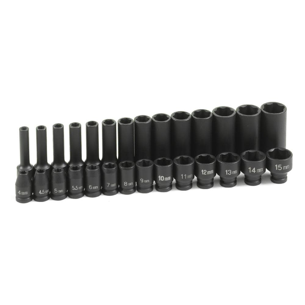 Grey Pneumatic 1/4″ Drive Standard and Deep Length Surface Drive Impact Set - Ascmtools
