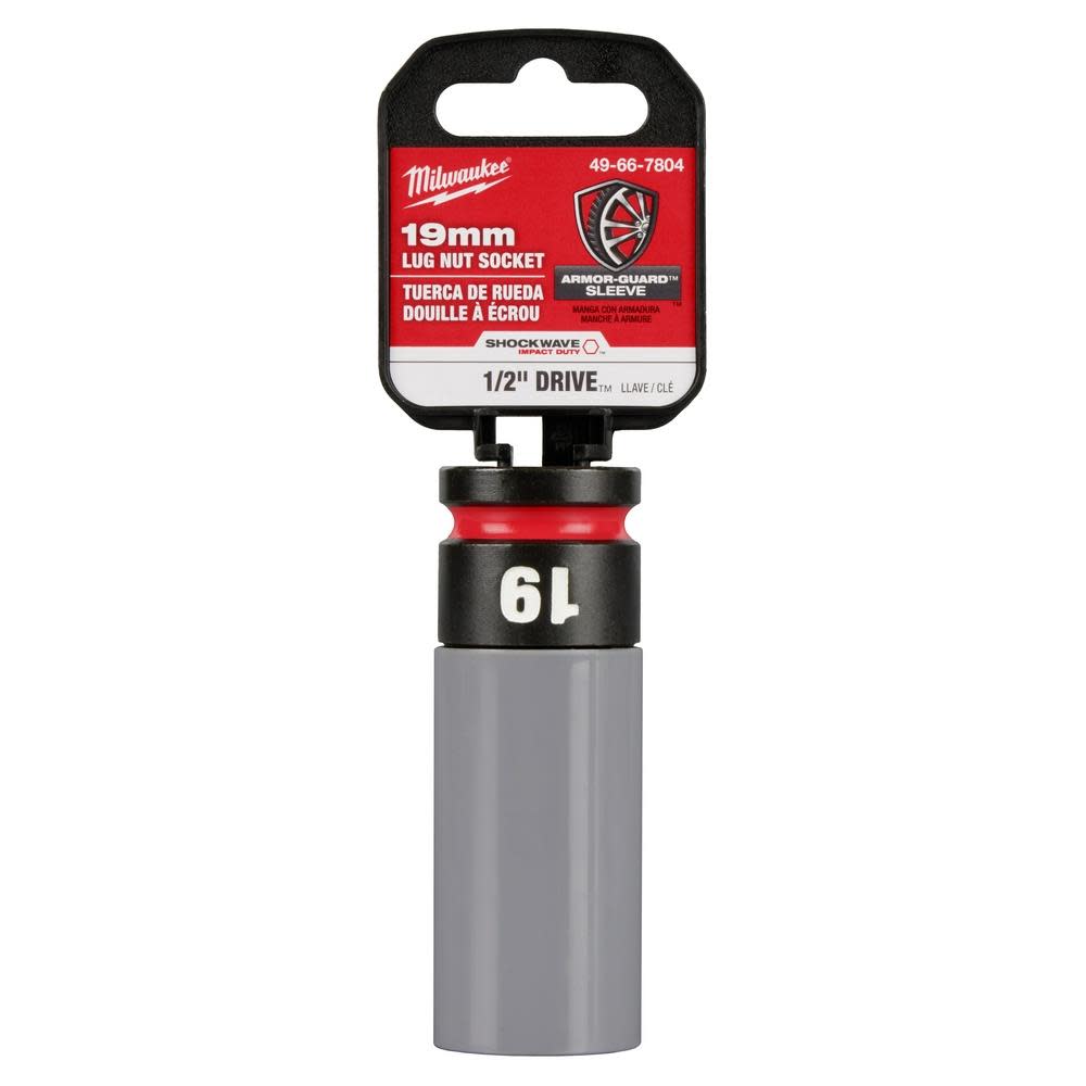 Milwaukee SHOCKWAVE Impact Duty Socket 1/2 Drive 19MM Metric Lug Nut Wheel - Ascmtools