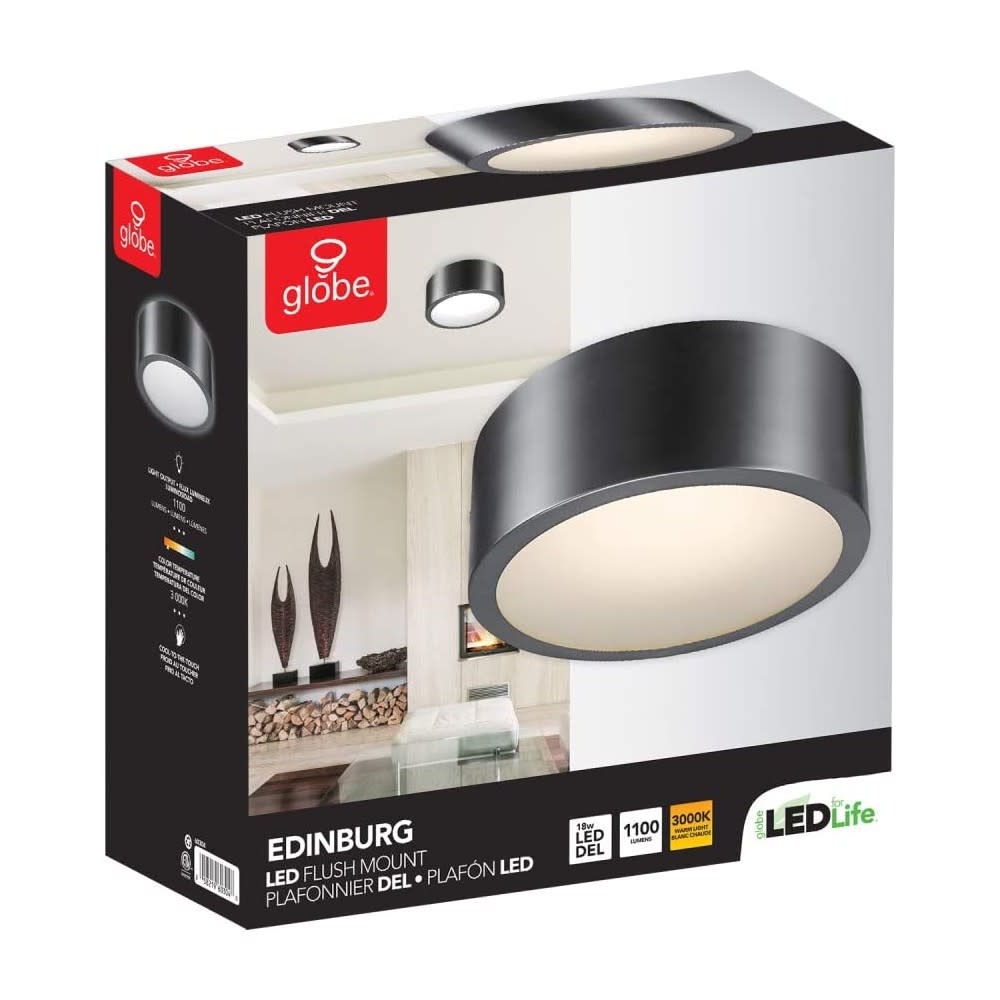 Globe Electric Edinburg Integrated LED Ceiling Light Black Iron - Ascmtools