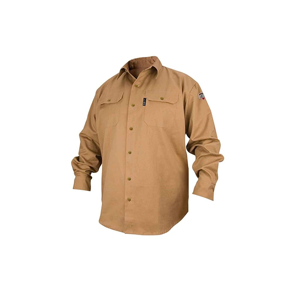 Black Stallion 7oz Khaki FR Cotton Work Shirt Large - Ascmtools