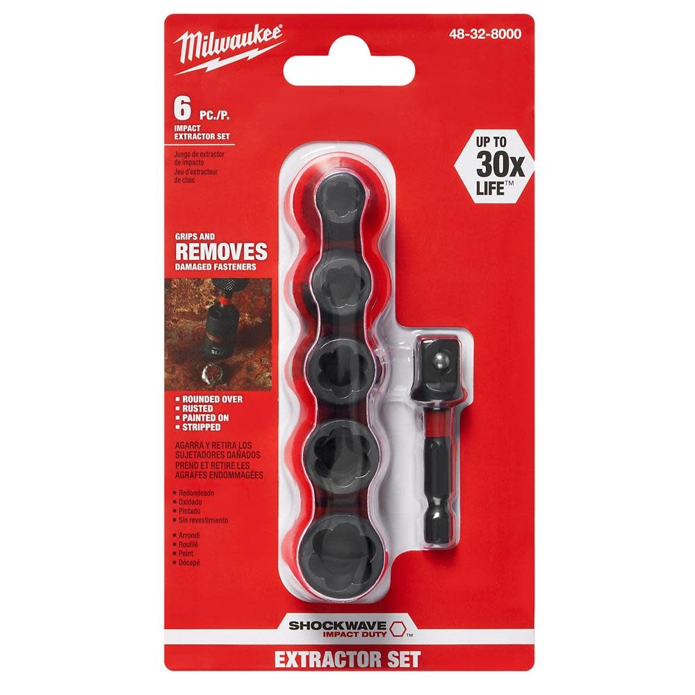 Milwaukee 6-Piece SHOCKWAVE Impact Extractor Set - Ascmtools
