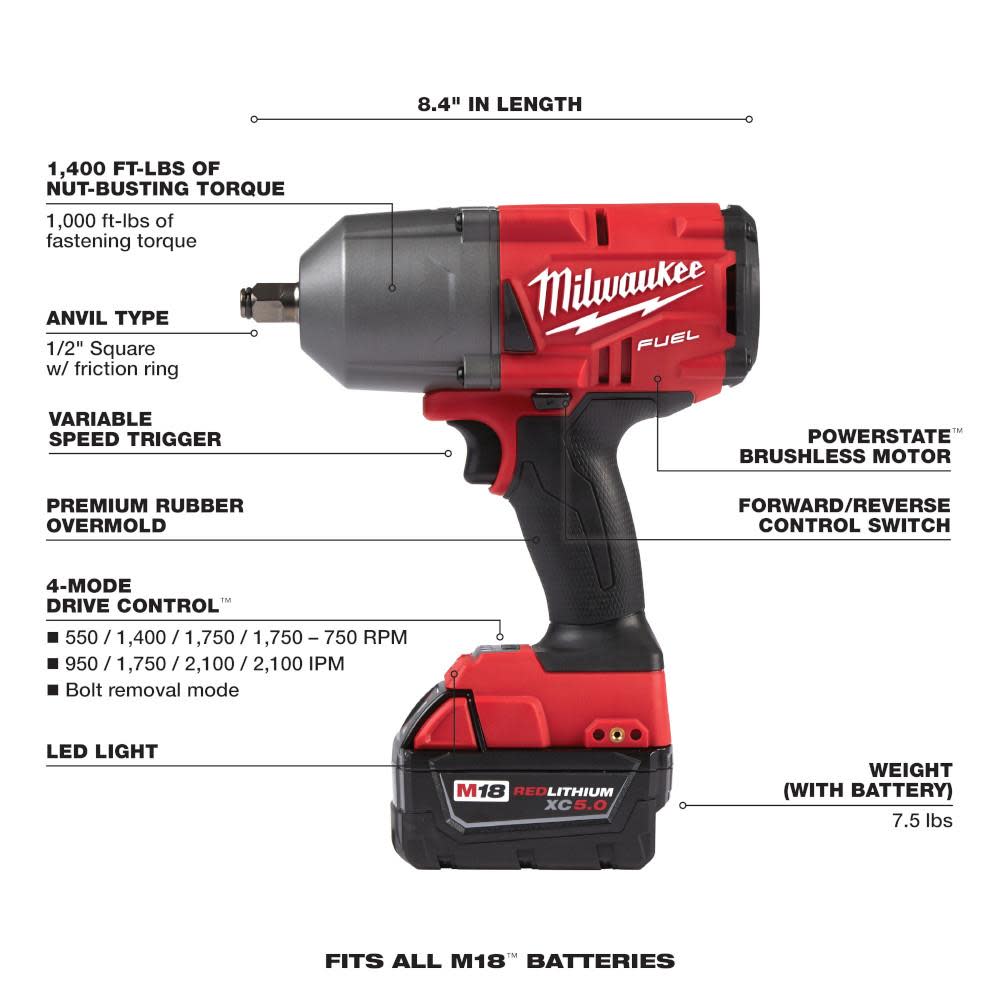 Milwaukee M18 FUEL HTIW with Grease Gun Kit - Ascmtools