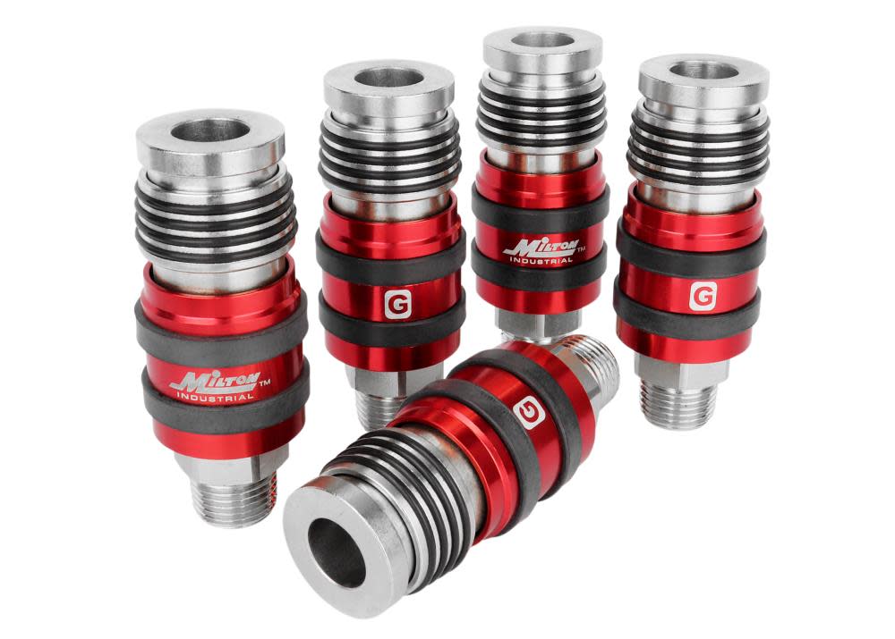 Milton 2 In ONE Universal Safety Exhaust Coupler  1/2″ MNPT x 1/2″ Body Flow - Ascmtools