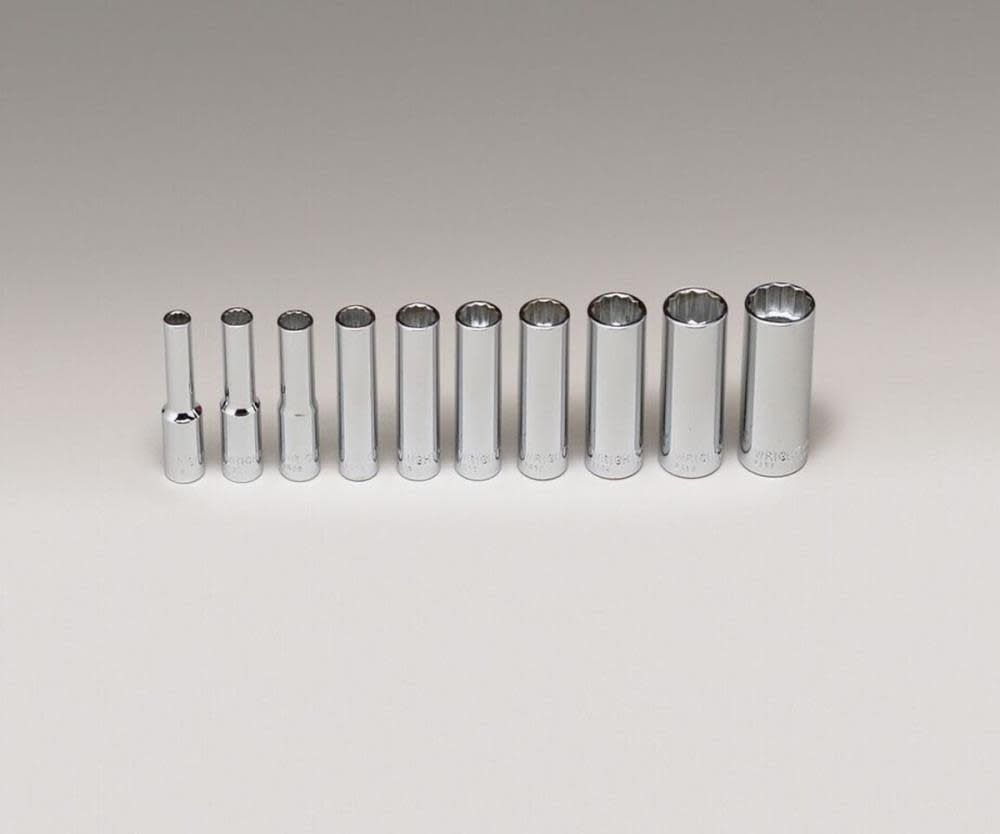Wright Tool 1/4 In. Dr. 10 pc. 12 Pt. Deep Socket Set - Ascmtools