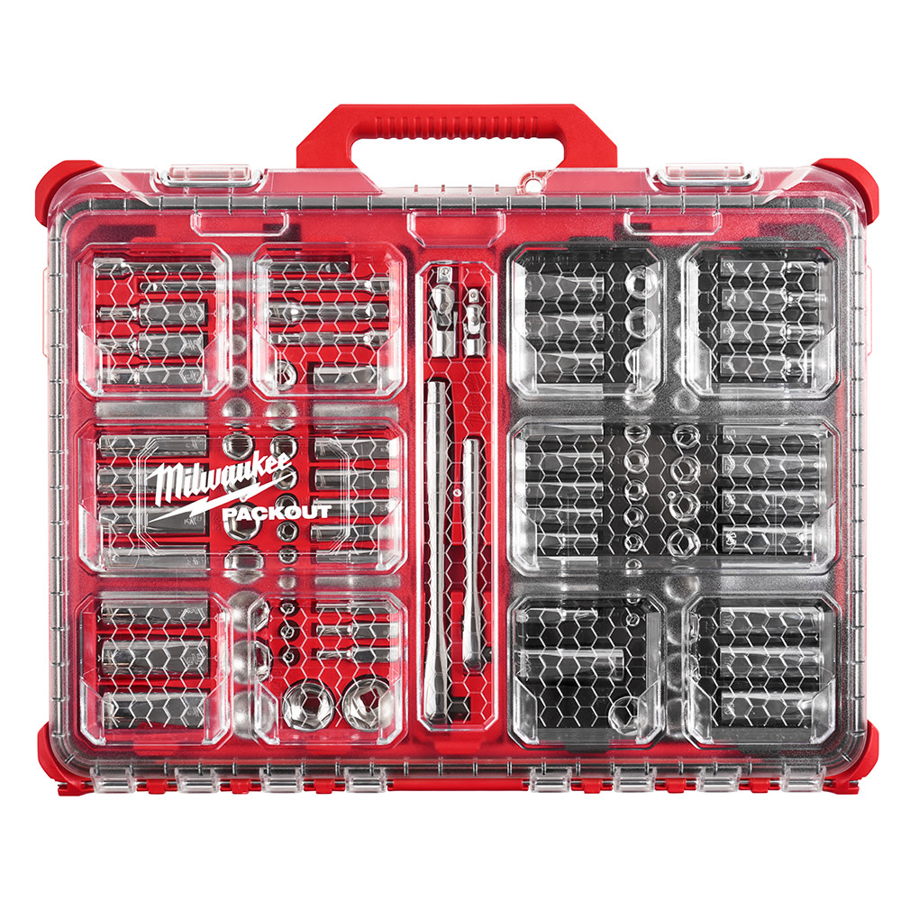 Milwaukee 1/4″ & 3/8 106pc Ratchet and Socket Set in PACKOUT – SAE & Metric - Ascmtools