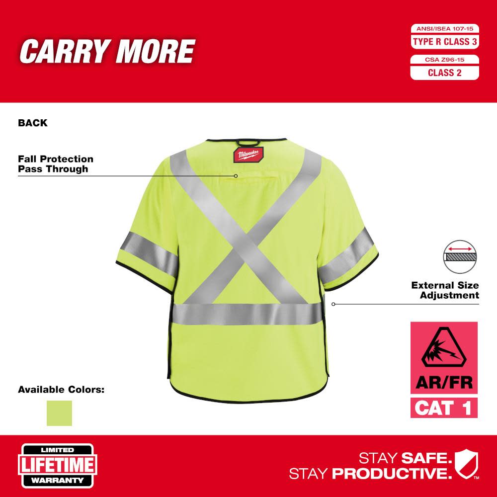 Milwaukee High Vis Safety Vest Class 3 Breakaway AR/FR Cat 2 - Ascmtools