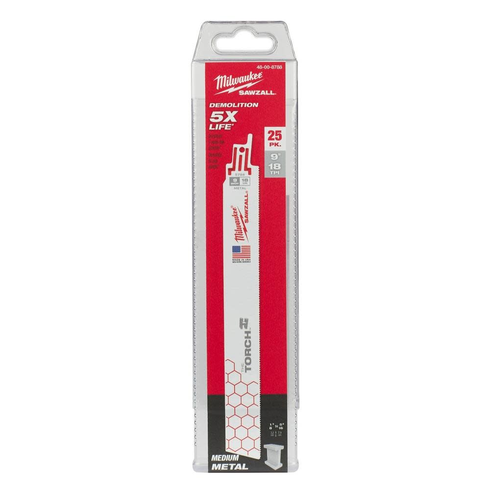 Milwaukee 9 in. 18 TPI THE TORCH SAWZALL Blade 25PK - Ascmtools