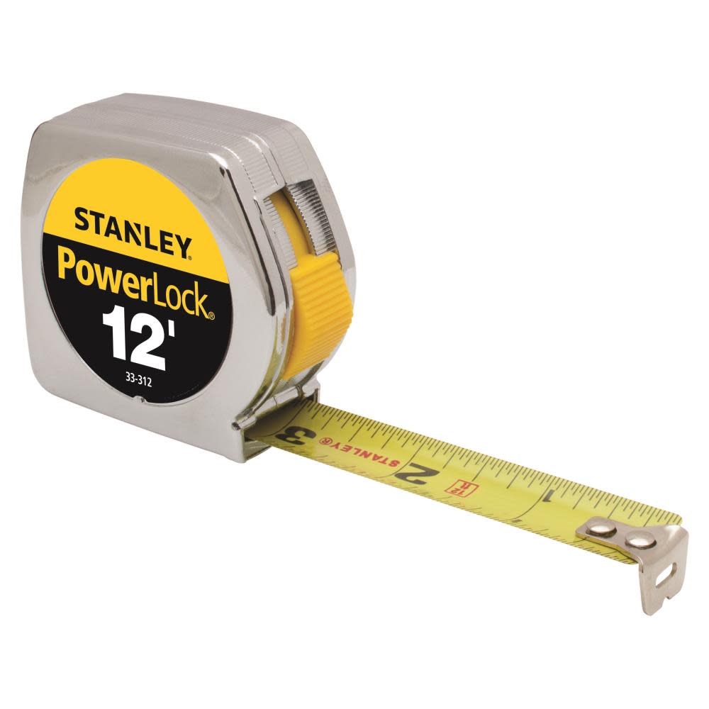 Stanley 12 Ft. x 3/4 In. Heavy Duty PowerLock Tape Rule with Metal Case - Ascmtools