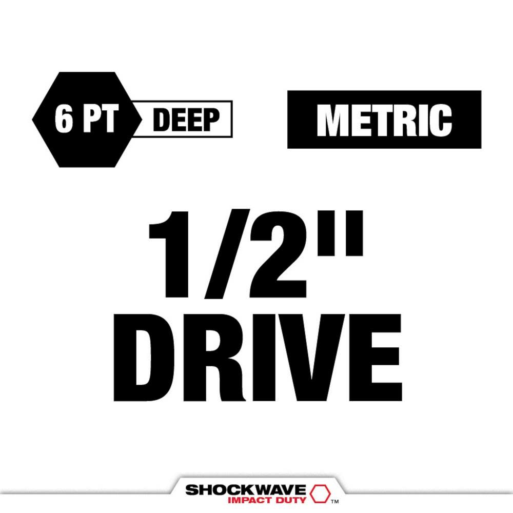 Milwaukee SHOCKWAVE Impact Duty Socket 1/2 Drive 19MM Metric Lug Nut Wheel - Ascmtools