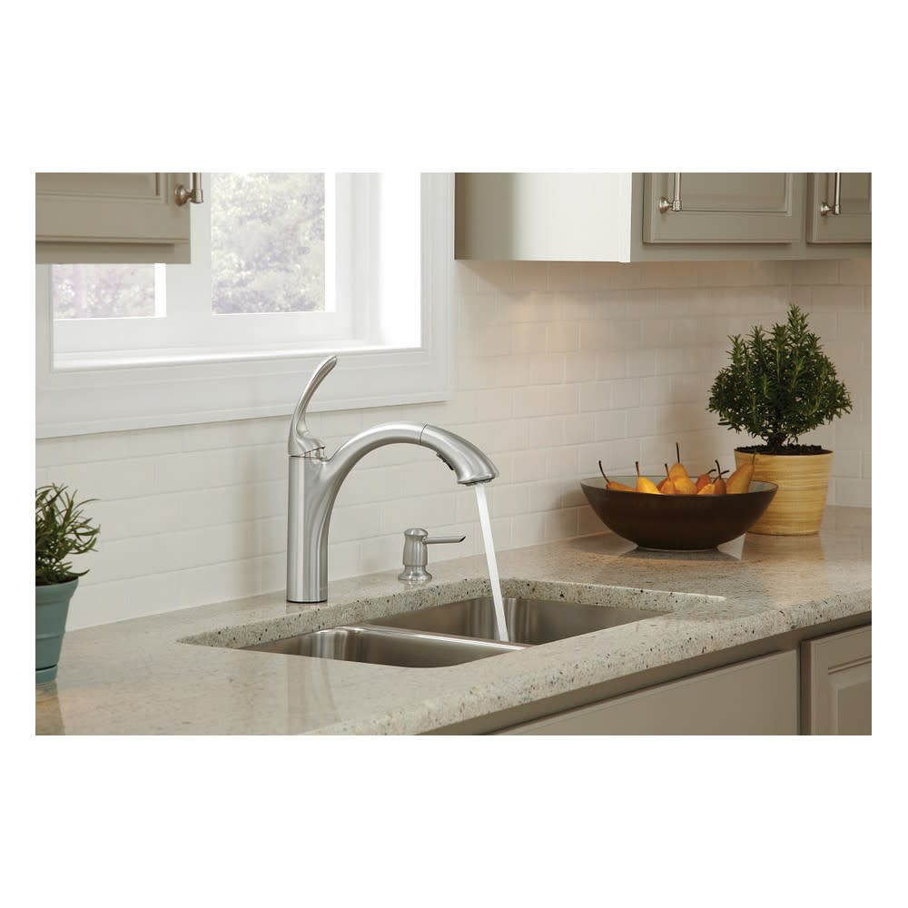 Moen Kinzel Pulldown Kitchen Faucet Spot Resist Stainless Low Arc - Ascmtools
