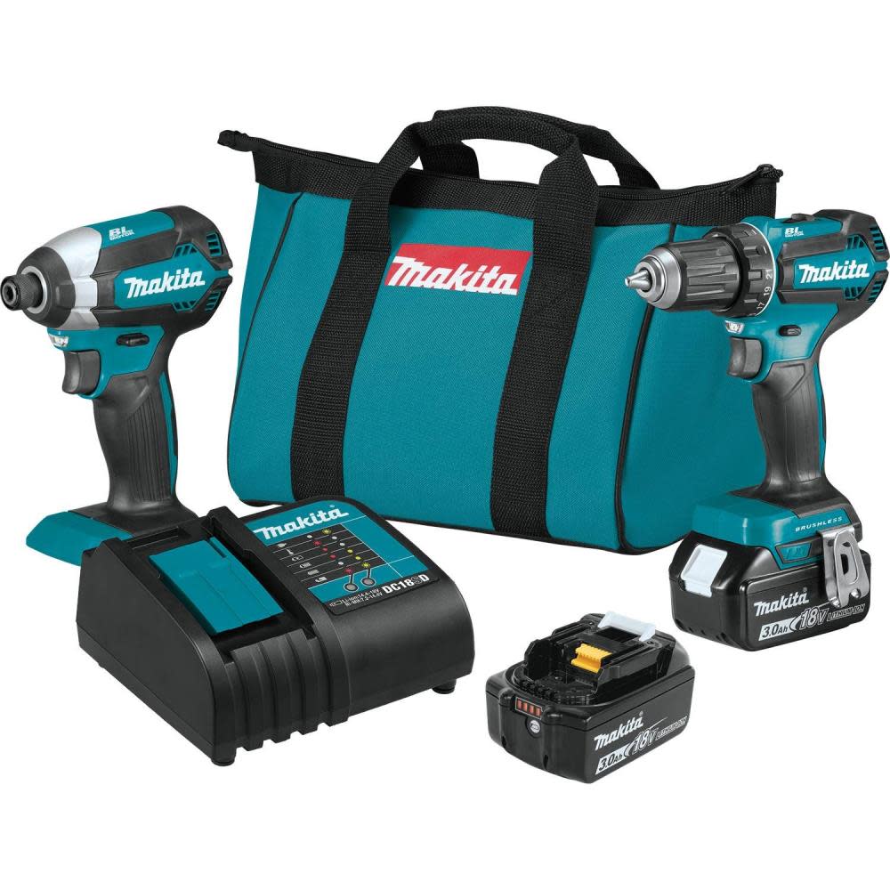 Makita 18V LXT Lithium-Ion Brushless Cordless 2-Pc. Combo Kit (3.0Ah) - Ascmtools