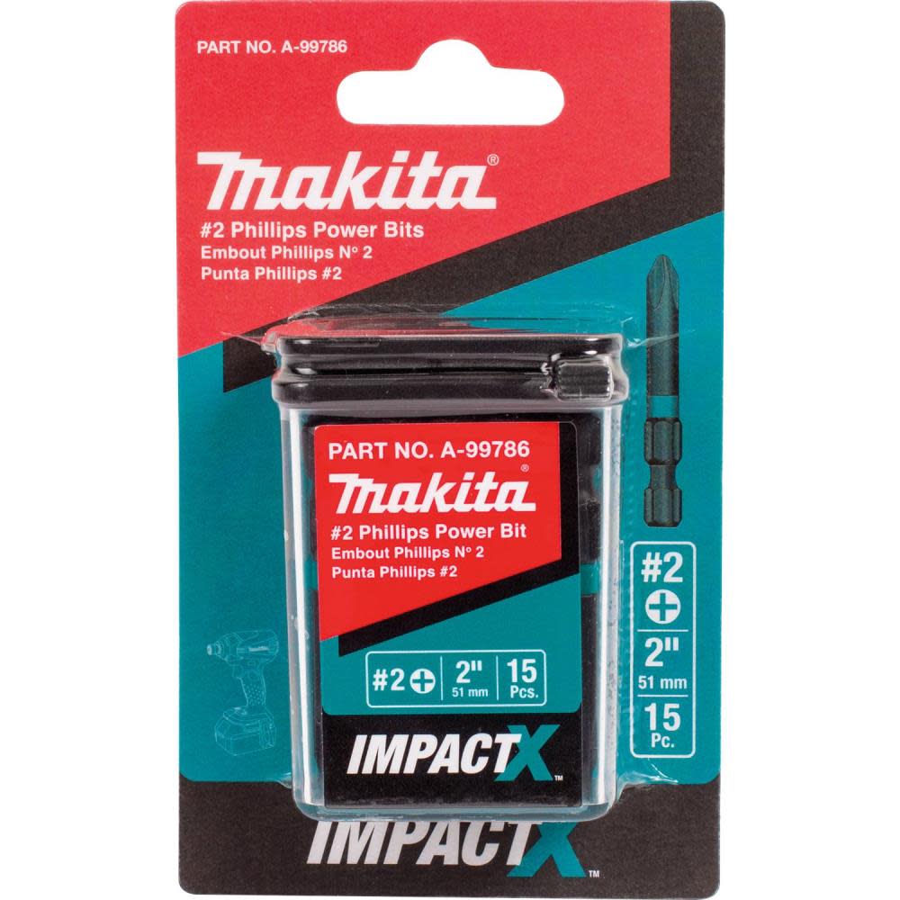Makita Impact X #2 Phillips 2 Power Bit 15/pk - Ascmtools