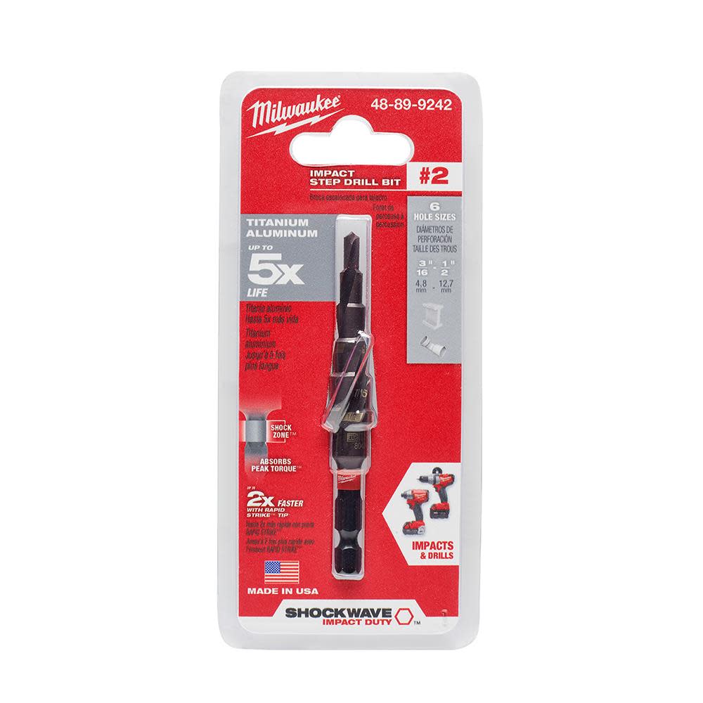 Milwaukee SHOCKWAVE Impact Duty Step Bit #2 3/16 – 1/2 in. - Ascmtools