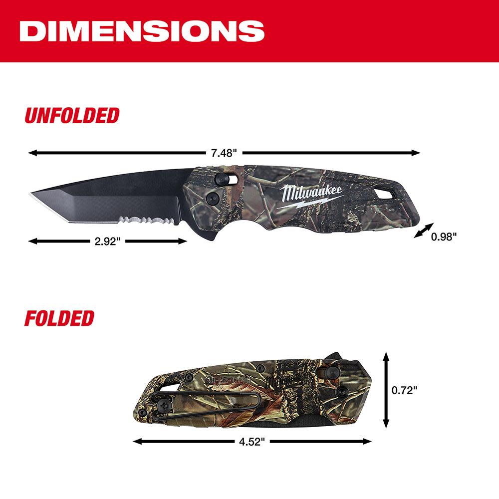 Milwaukee FASTBACK Camo Spring Assisted Folding Knife - Ascmtools