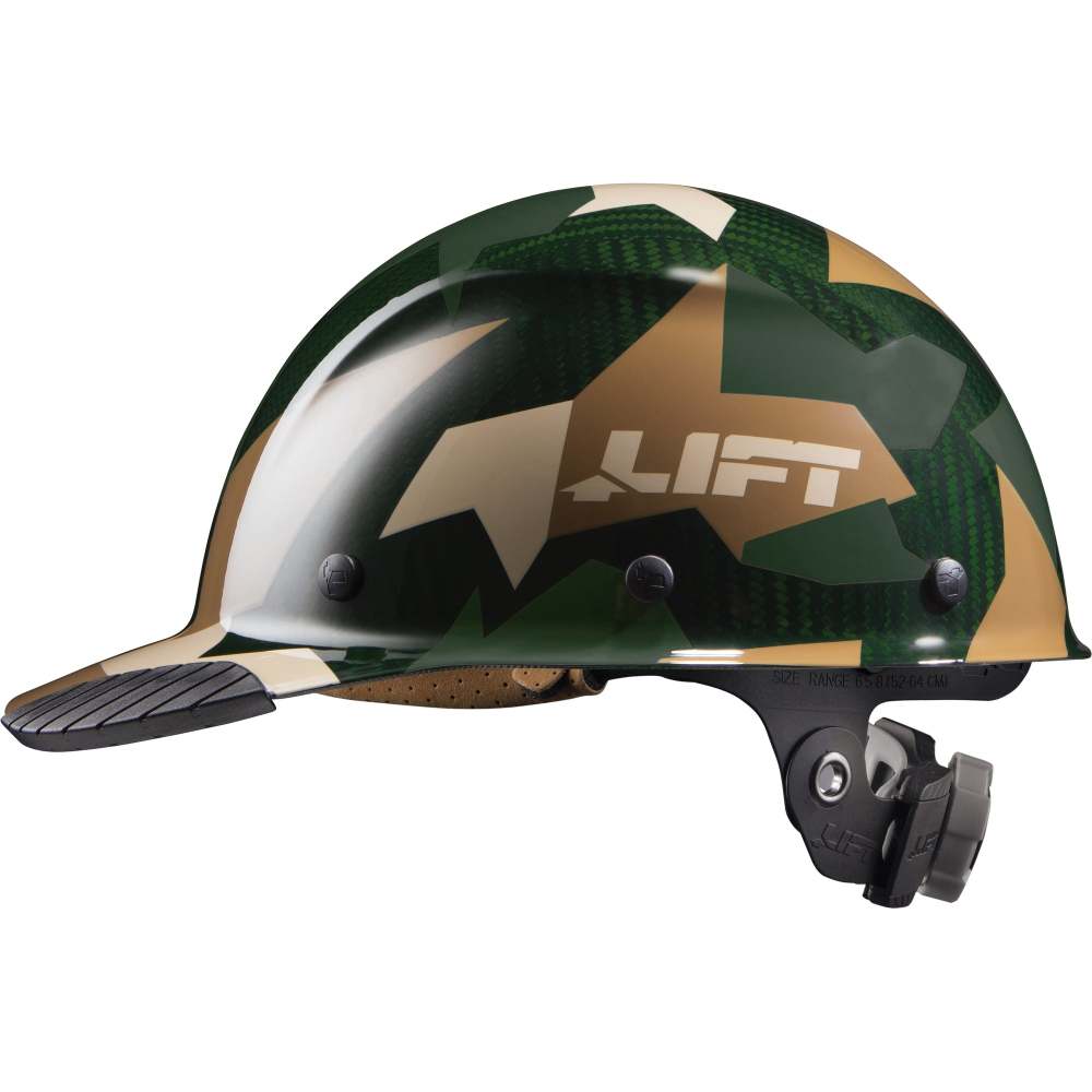 Lift Safety Hard Hat DAX Jungle Camo Carbon Fiber Cap Style - Ascmtools
